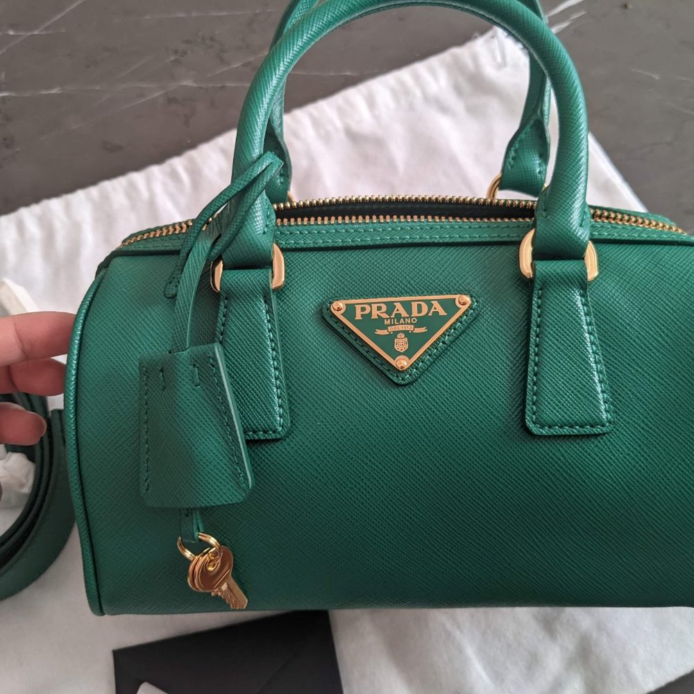 NEW Prada Saffiano leather top-handle bag - Green - Picture 3 of 9